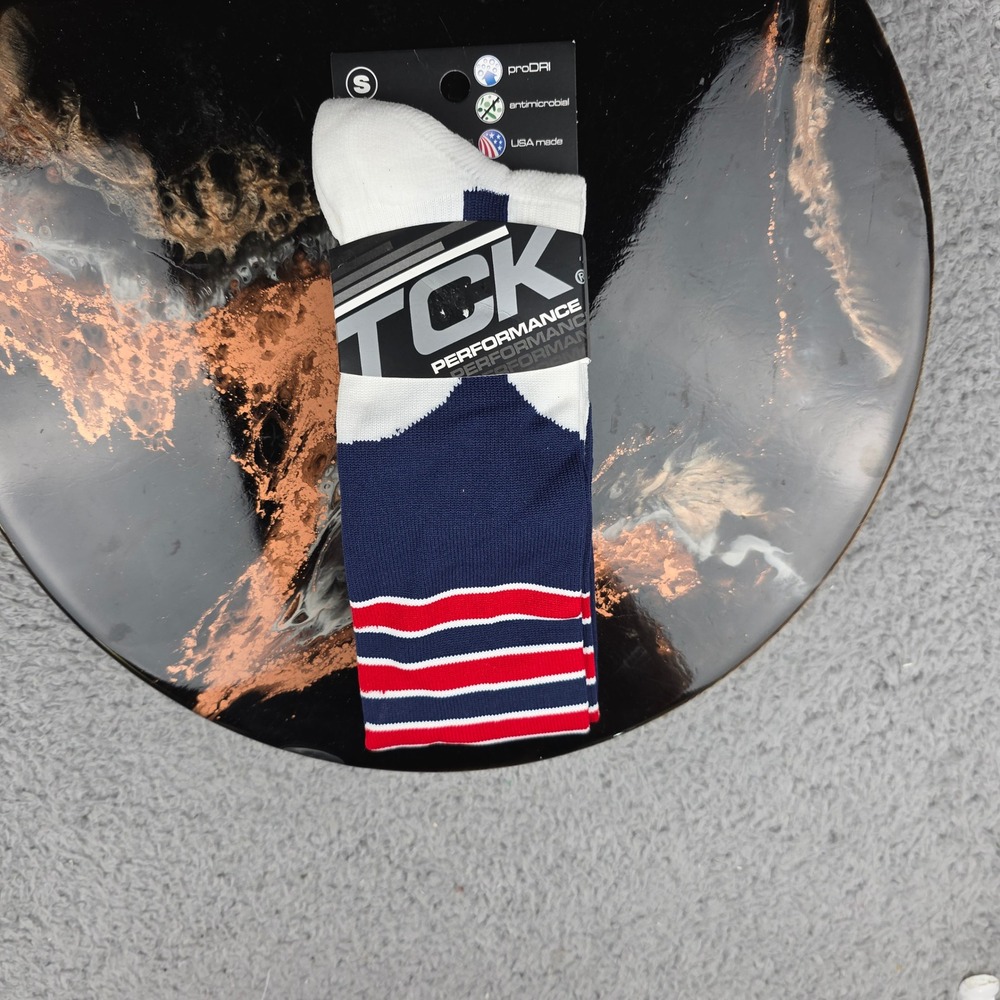 TCK‎ Performance Baseball Socks Mens Small Blue Red Stripe USA Made New